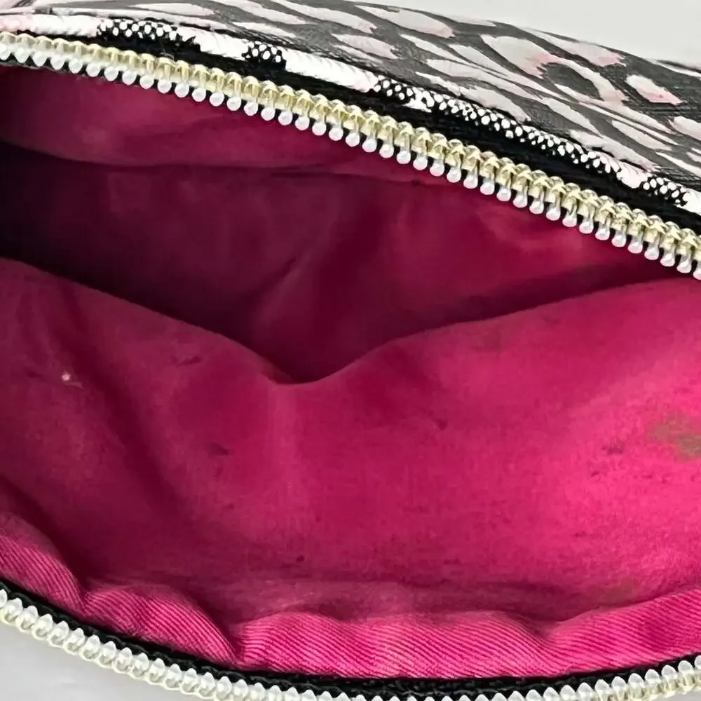 Victoria's Secret Black, White, and Pink Leopard Print Cosmetic Pouch
